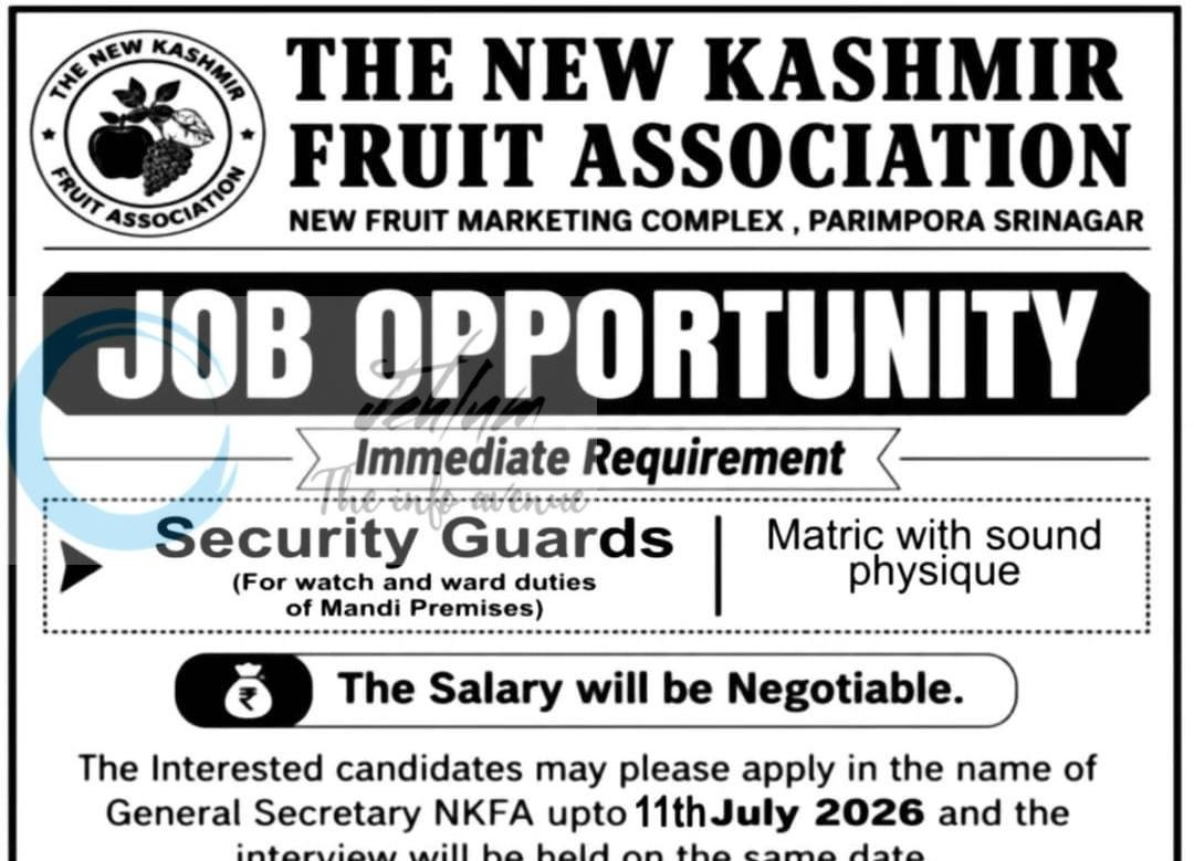 The New Kashmir Fruit Association NKFA Parimpora Srinagar Security Guards 2026