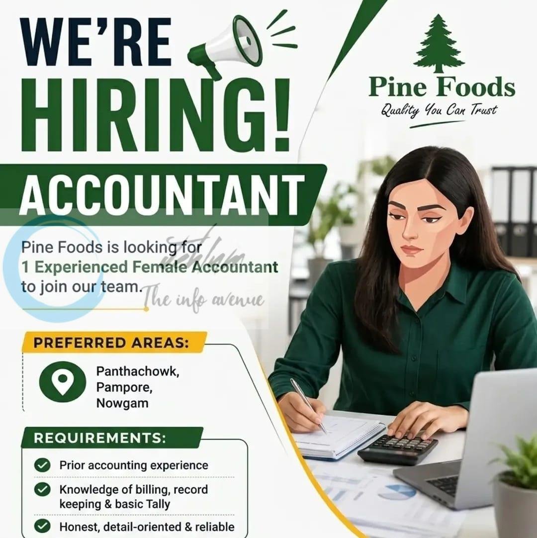 Pine Foods PF Srinagar Accountant job opportunities 2026