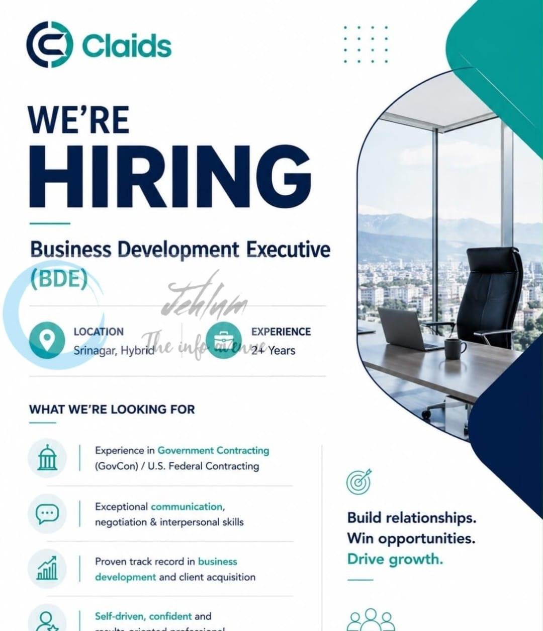 Claids Srinagar Business Development Executive BDE Hybrid Job opportunities 2026 1 Claids Srinagar Business Development Executive BDE Hybrid Job opportunities 2026