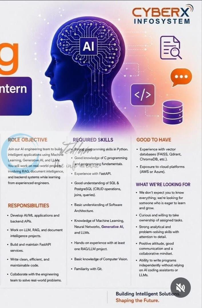 Cyberx Infosystem Srinagar AI ML Engineer Internship opportunities 2026