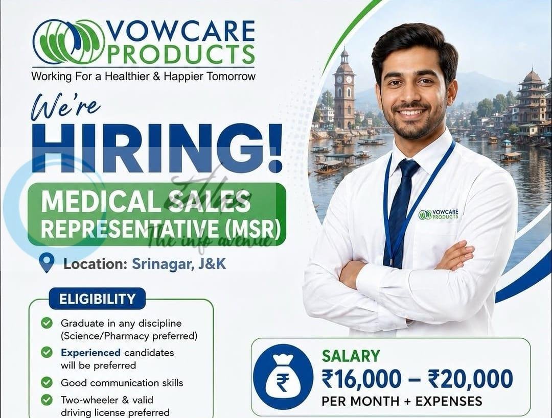 Vowcare Products Srinagar Medical Sales Representative MSR Job opportunities 2026