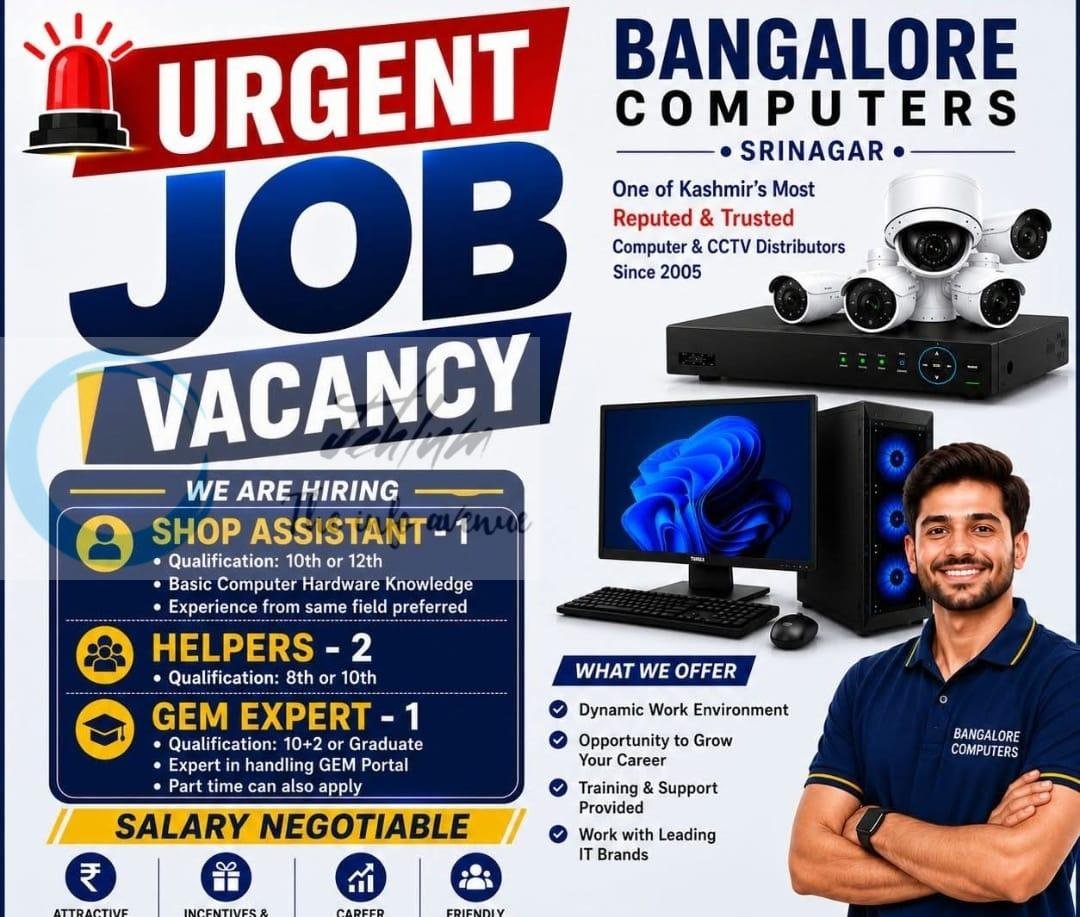 BANGALORE COMPUTERS Srinagar Shop Assistant Helpers GeM Expert job opportunities 2026 1 BANGALORE COMPUTERS Srinagar Shop Assistant Helpers GeM Expert job opportunities 2026