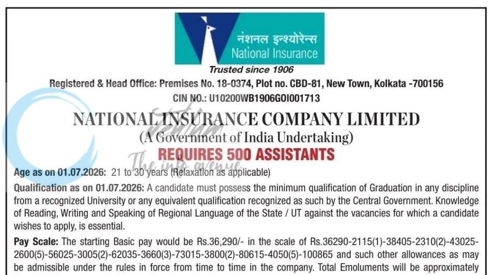 NATIONAL INSURANCE COMPANY LIMITED NICL Assistants job opportunities 2026