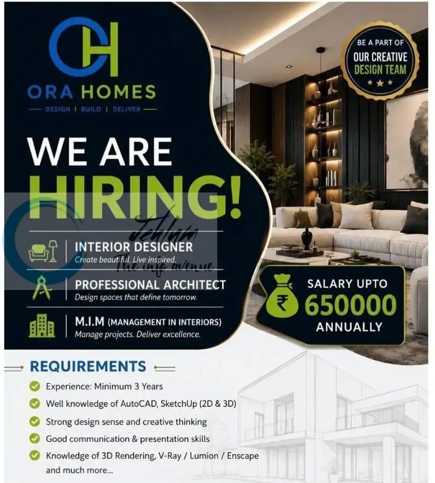 Ora Homes Interior Designer Professional Architect MIM Recruitment 2026