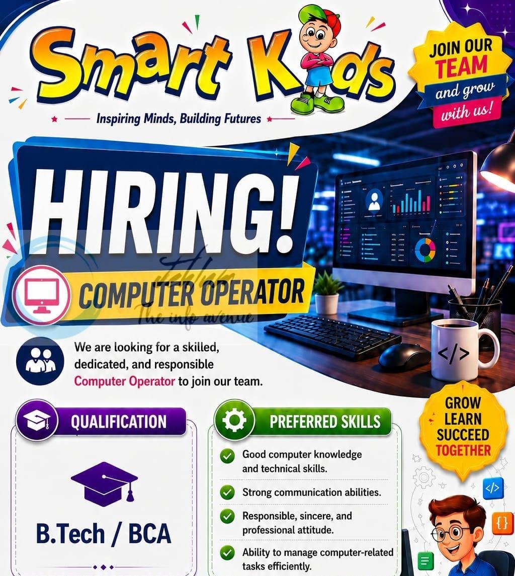 Smart Kids anantanag Computer Operator job opportunities 2026 1 Smart Kids anantanag Computer Operator job opportunities 2026