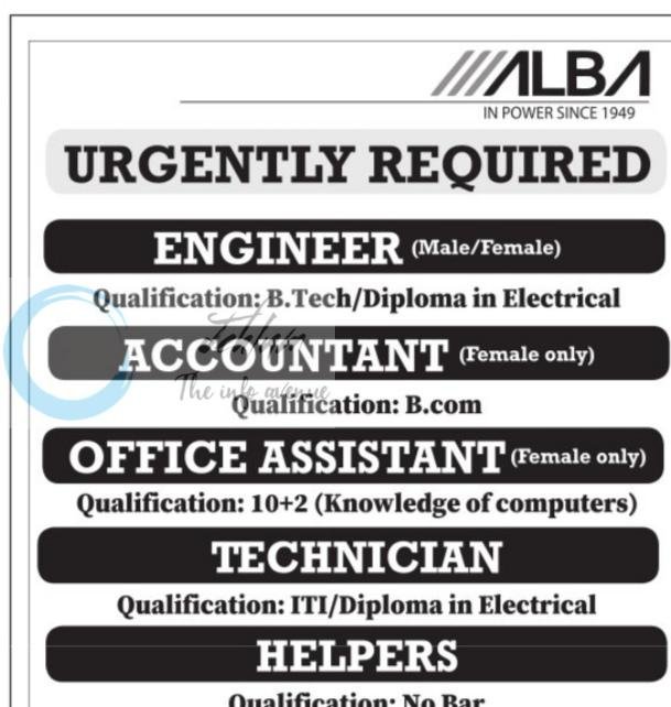 ALBA Power srinagar Engineer Accountant job opportunities 2026