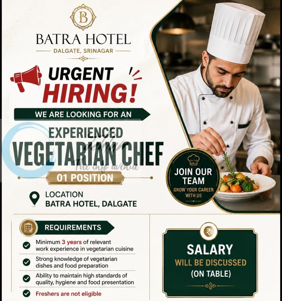 Batra Hotel Srinagar staff job opportunities 2026