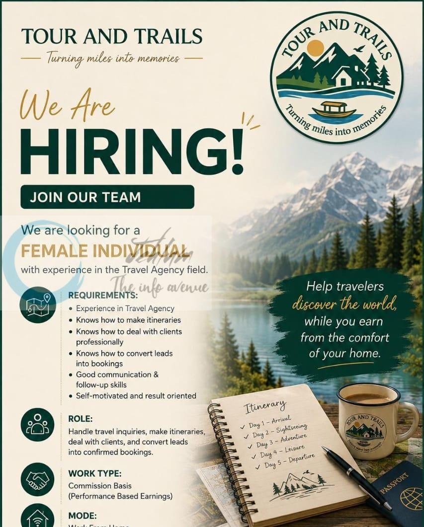Tour And Trails srinagar consultant job opportunities 2026