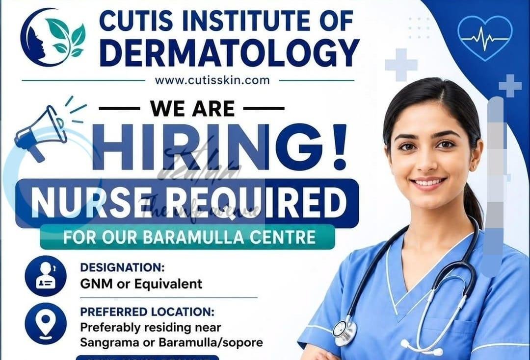 Cutis Institute of Dermatology Baramulla job opportunities 2026