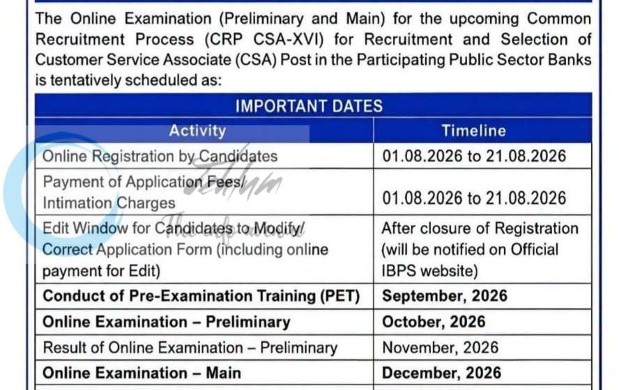 IBPS Customer Service Associate CSA employment opportunities 2026