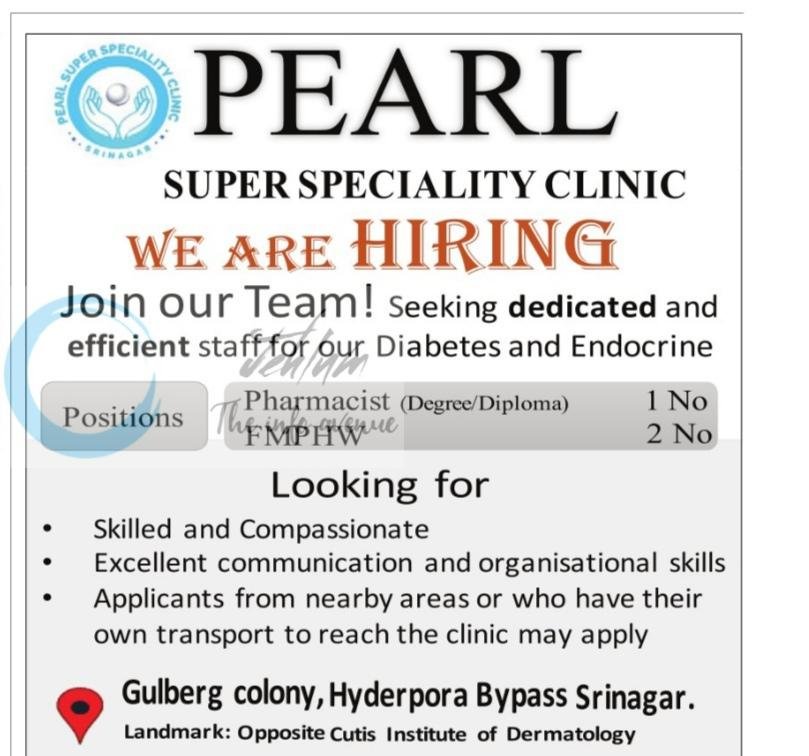 Pearl Super Speciality Clinic Hyderpora Pharmacist employment opportunities 2026 1 Pearl Super Speciality Clinic Hyderpora Pharmacist employment opportunities 2026