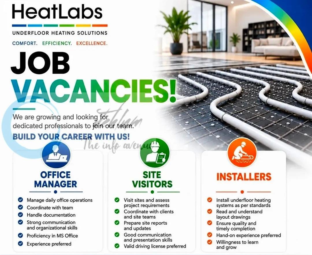 HeatLabs Srinagar Office Manager Site Visitor Installers job opportunities 2026