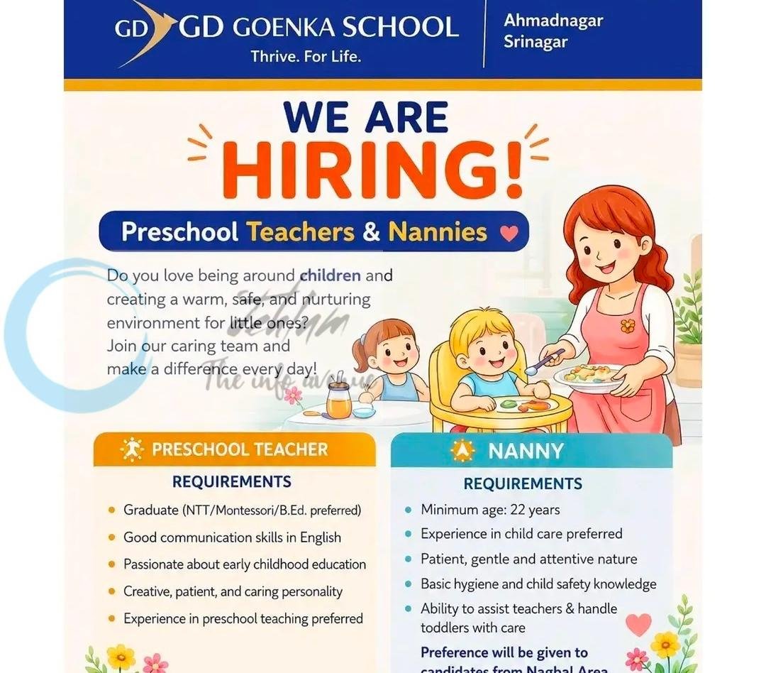 GD Goenka School Srinagar teaching job opportunities 2026