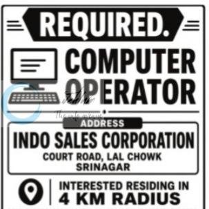 Indo Sales Corporation ISC Srinagar Computer Operator job opportunities 2026