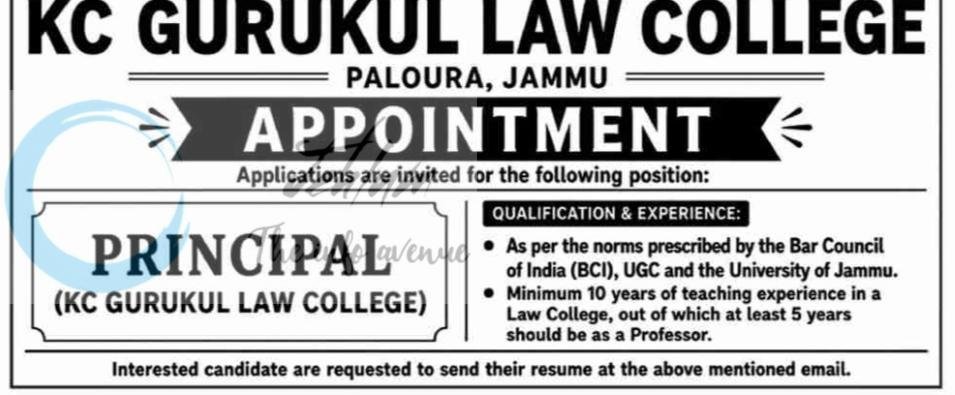 KC Gurukul Law College Paloura Jammu faculty job opportunities 2026 1 KC Gurukul Law College Paloura Jammu faculty job opportunities 2026