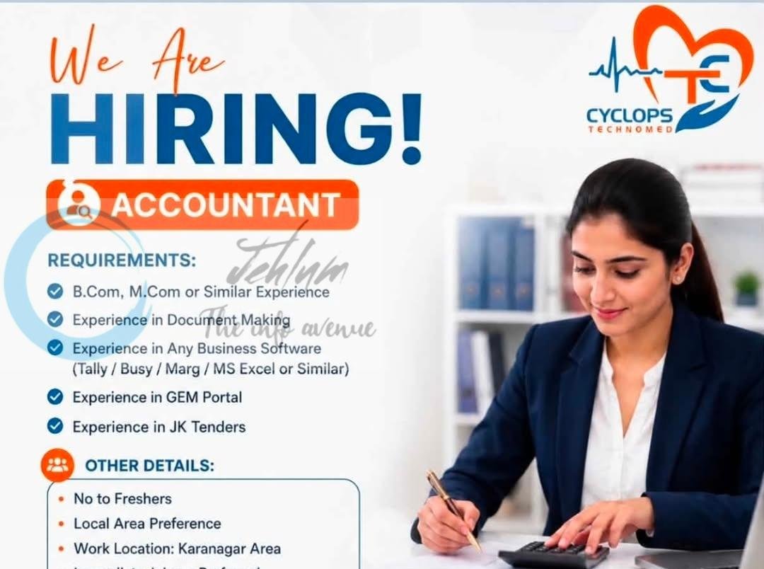 Cyclops Technomed CT Srinagar Accountant job opportunities 2026