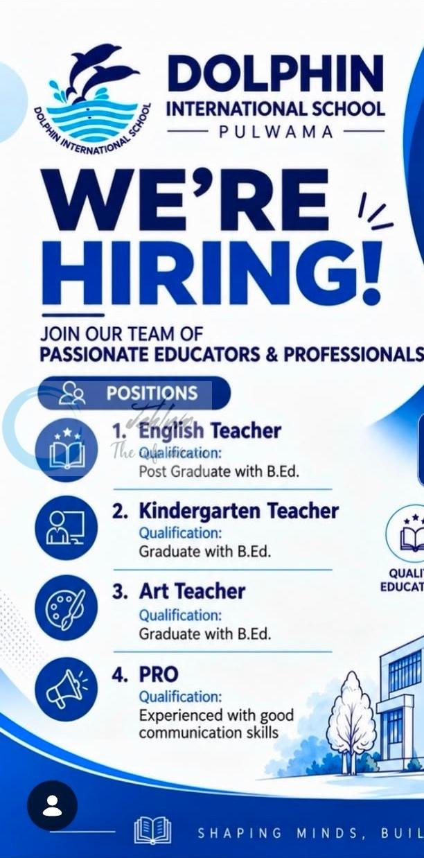 Dolphin International School Pulwama teaching job opportunities 2026 1 Dolphin International School Pulwama teaching job opportunities 2026