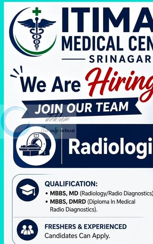 Itimad Medical Center Srinagar Radiologist job opportunities 2026