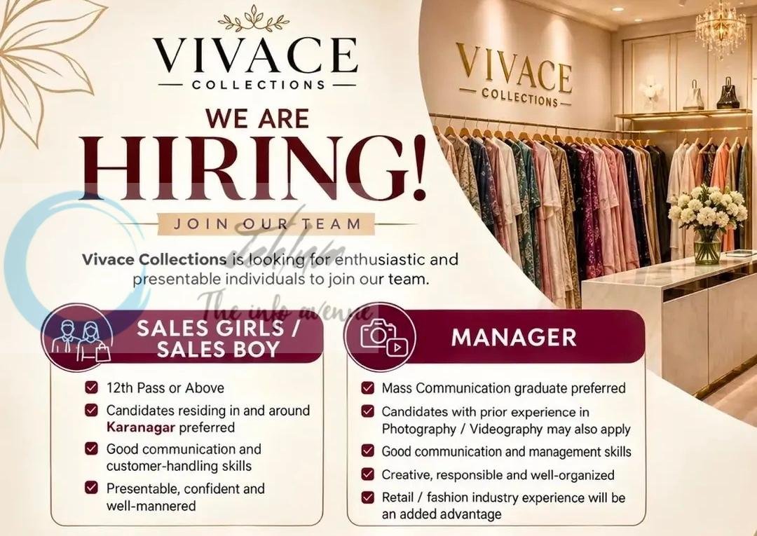 Vivace Collections Srinagar sales job opportunities 2026 1 Vivace Collections Srinagar sales job opportunities 2026