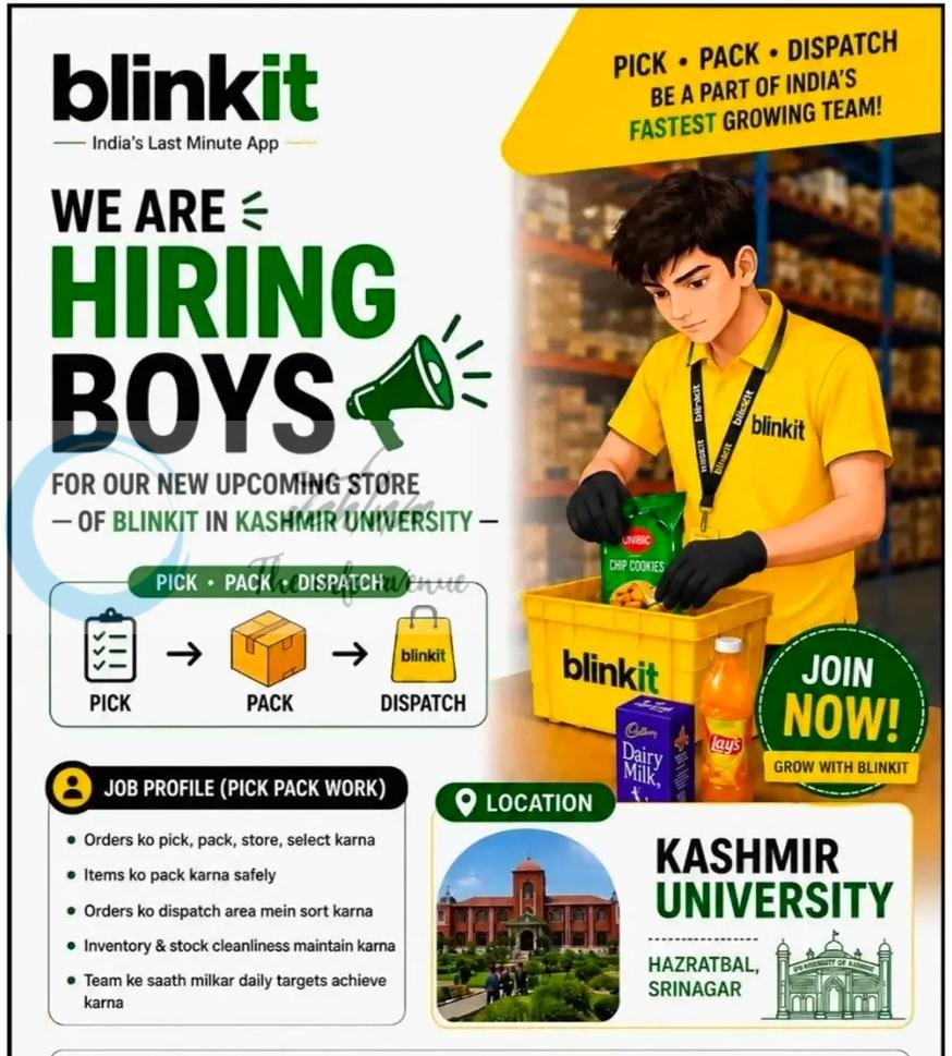 Blinkit Store Srinagar Pick Pack Dispatch HR job opportunities 2026
