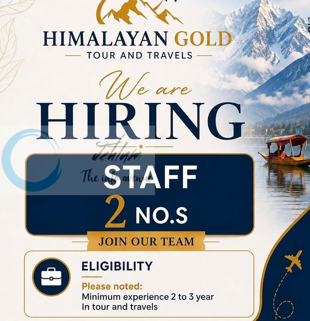 Himalayan Gold Tour and Travels Srinagar Staff job opportunities 2026