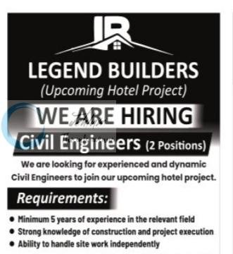 Legend Builders srinagar Civil Engineers job opportunities 2026