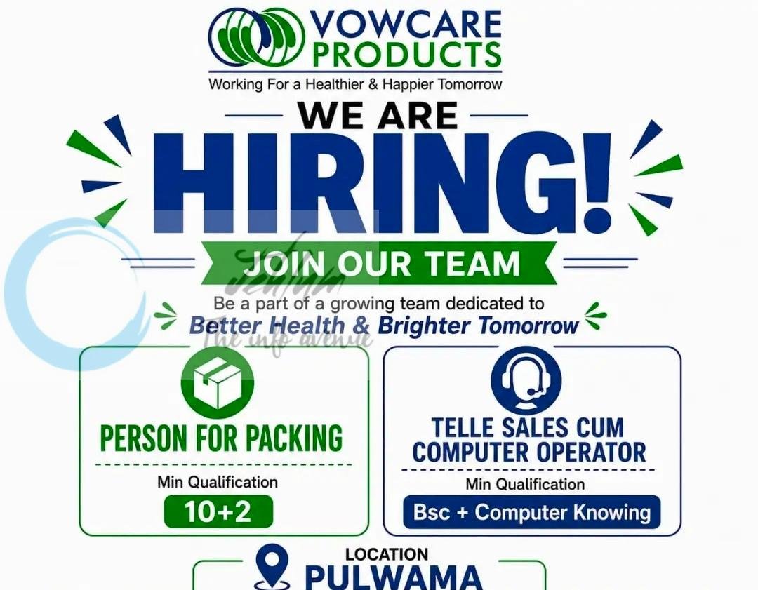 Vowcare Products Pulwama Person For Packing Tele Sales Cum Computer Operator job opportunities 2026