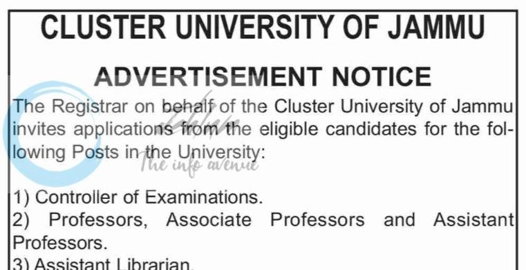 Cluster University of Jammu Professor Assistant Professor job opportunities 2026 1 Cluster University of Jammu Professor Assistant Professor job opportunities 2026