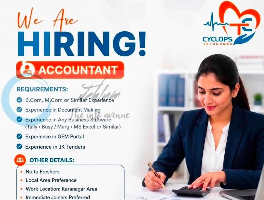 Cyclops Technomed CT Srinagar Accountant job opportunities 2026 1 Cyclops Technomed CT Srinagar Accountant job opportunities 2026