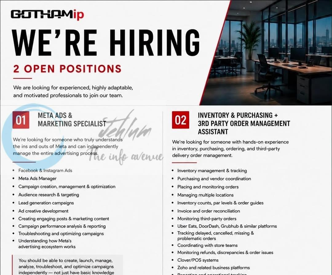 GothamIP Meta Ads Marketing Specialist Order Management Assistant job opportunities 2026