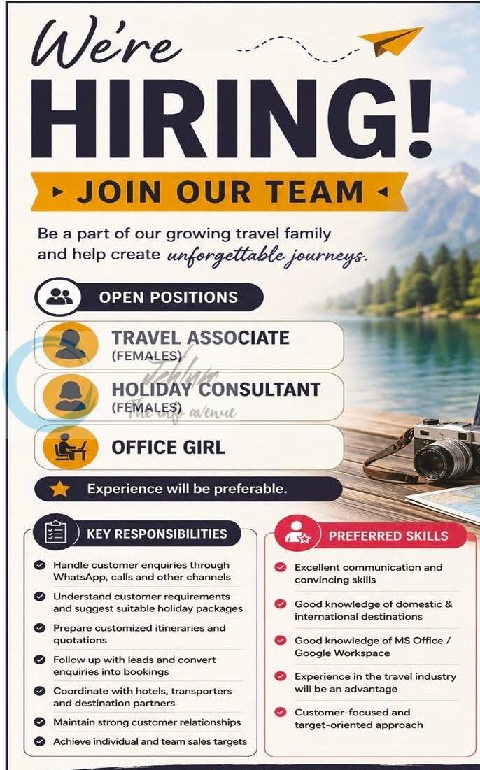 Travlax Holidays srinagar Travel Associate Holiday Consultant Office Girl job opportunities 2026 1 Travlax Holidays srinagar Travel Associate Holiday Consultant Office Girl job opportunities 2026