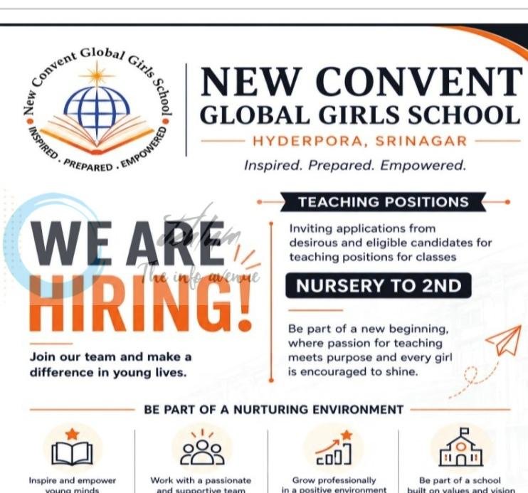 New Convent Global Girls School Hyderpora Srinagar Teacher job opportunities 2026