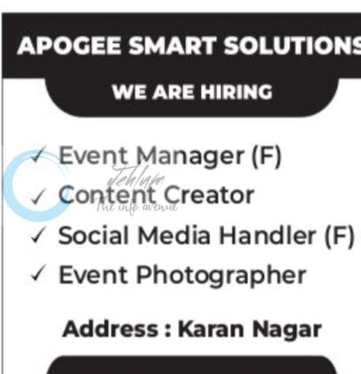 Apogee Smart Solutions srinagar job opportunities 2026 1 Apogee Smart Solutions srinagar job opportunities 2026