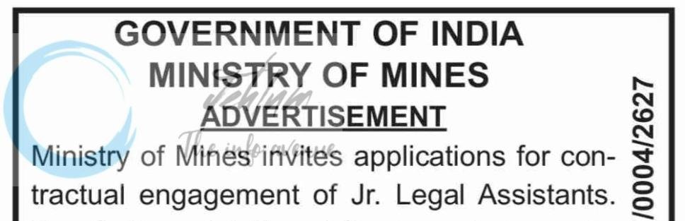 Ministry of Mines Government of India Jr Legal Assistant employment opportunities 2026