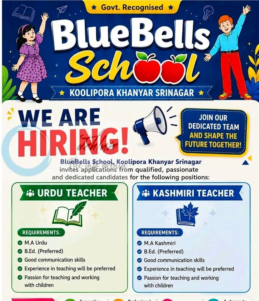 BlueBells School Srinagar teaching job opportunities 2026