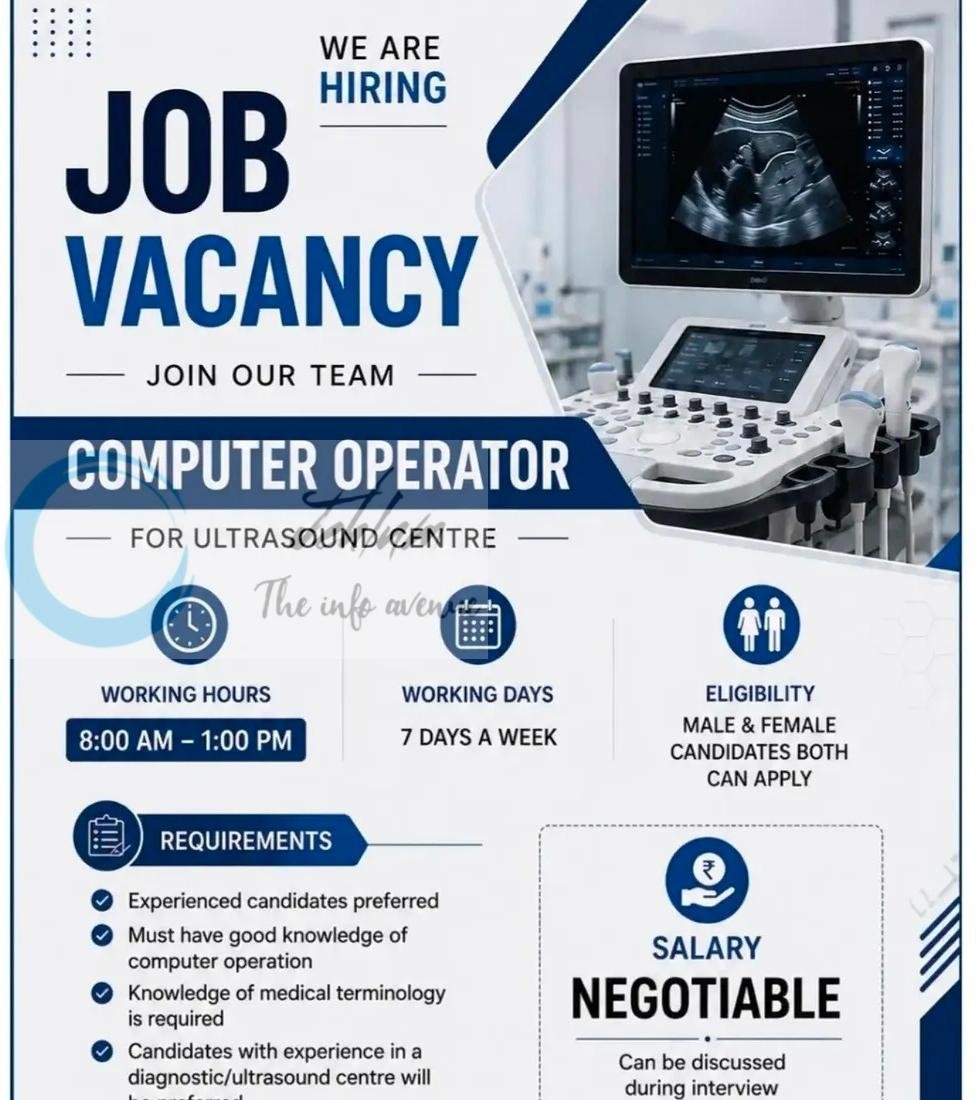 Hazratbal Ultrasound Centre Srinagar Computer Operator job opportunities 2026