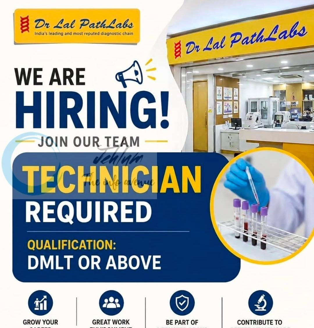 Dr Lal PathLabs Srinagar Technician job opportunities 2026