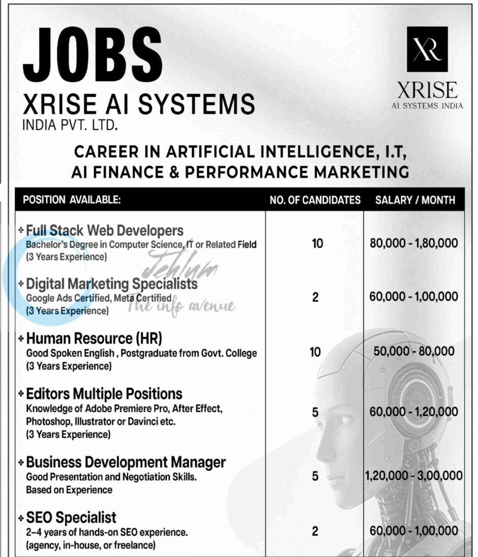 XRISE AI Systems India Pvt Ltd Jammu Jobs Openings 2026 1 XRISE AI Systems India Pvt Ltd Jammu Jobs Openings 2026