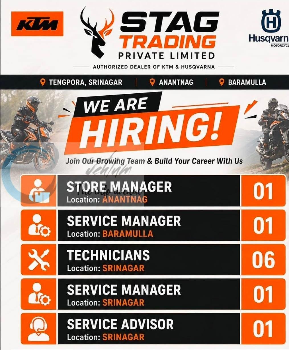 Stag Trading Private Limited Srinagar Store Manager Service Manager Technicians job opportunities 2026