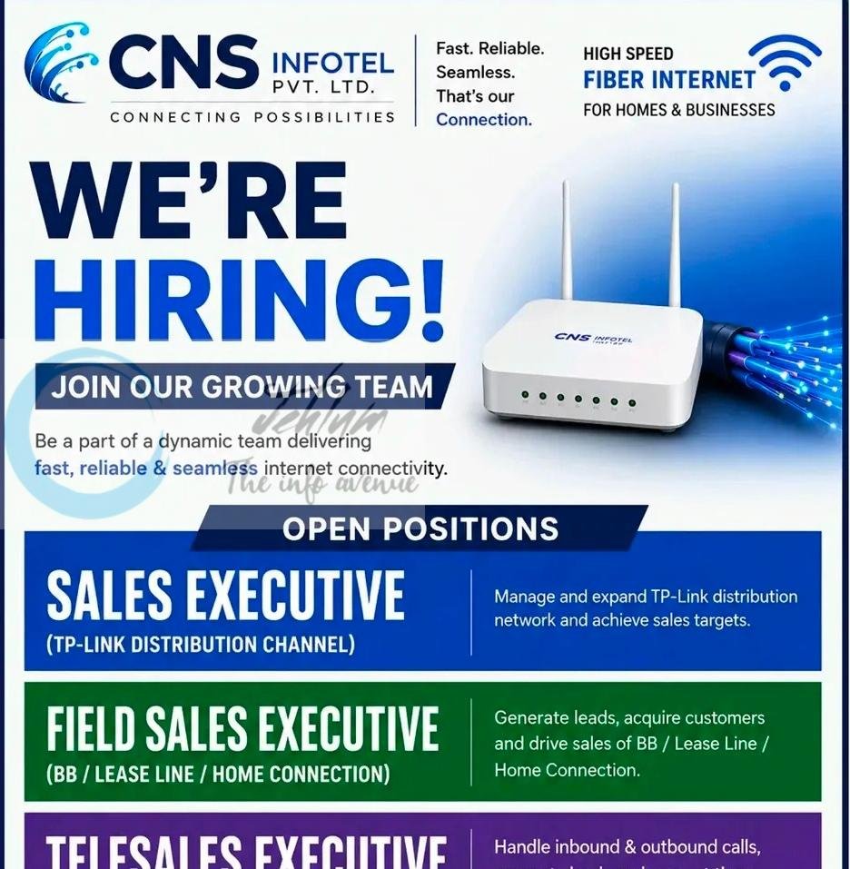 CNS Infotel Pvt Ltd Srinagar Sales Executive Field Sales Telesales Job opportunities 2026 1 CNS Infotel Pvt Ltd Srinagar Sales Executive Field Sales Telesales Job opportunities 2026
