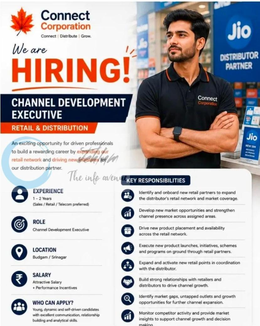 Connect Corporation Channel srinagar budgam Development Executive job opportunities 2026 1 Connect Corporation Channel srinagar budgam Development Executive job opportunities 2026
