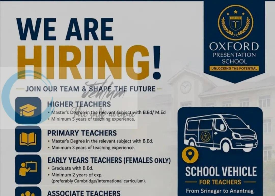 Oxford Presentation School Anantnag Teachers job opportunities 2026