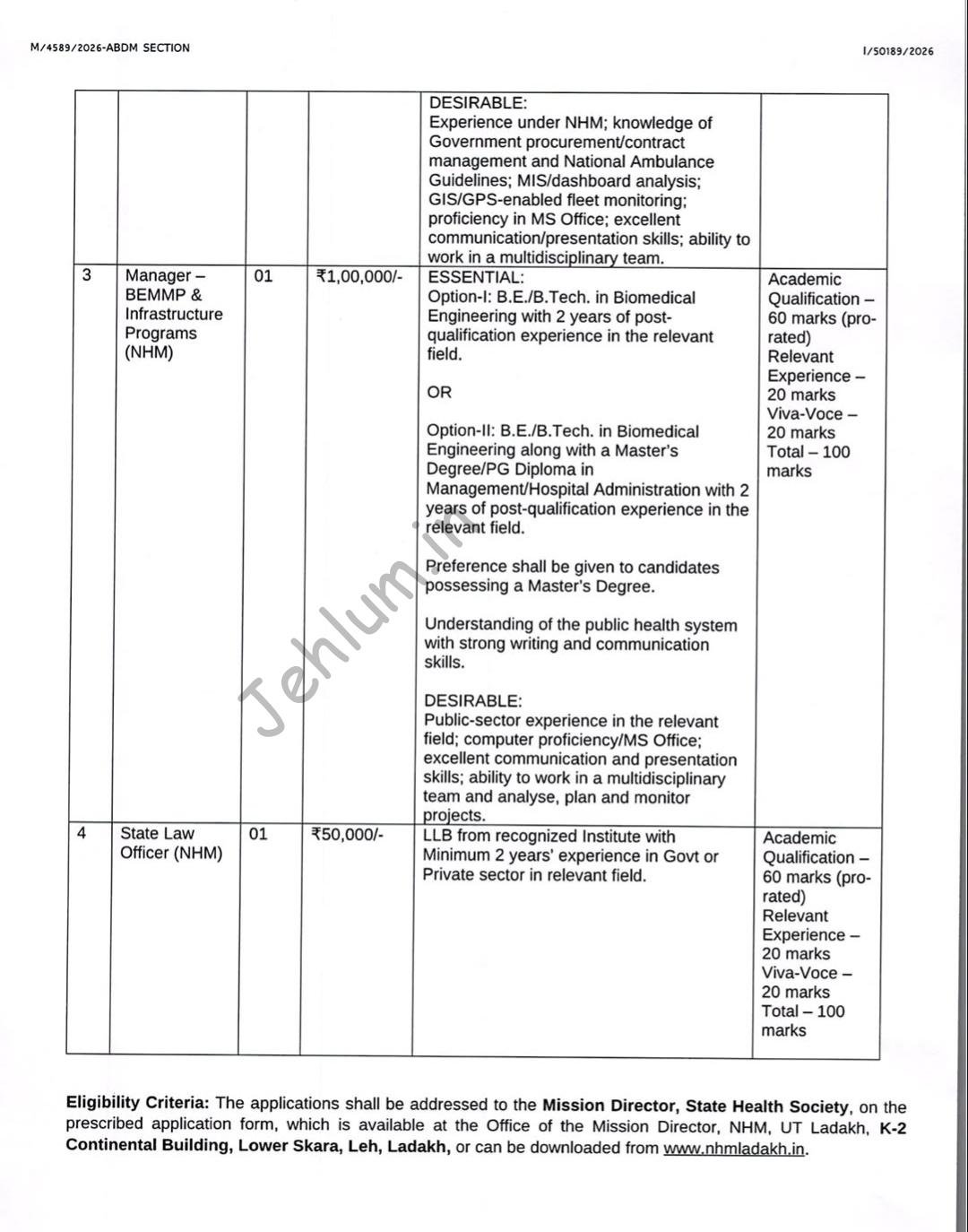 NHM UT Ladakh Contractual Positions employment opportunities notice 40 of 2026 1 NHM UT Ladakh Contractual Positions employment opportunities notice 40 of 2026