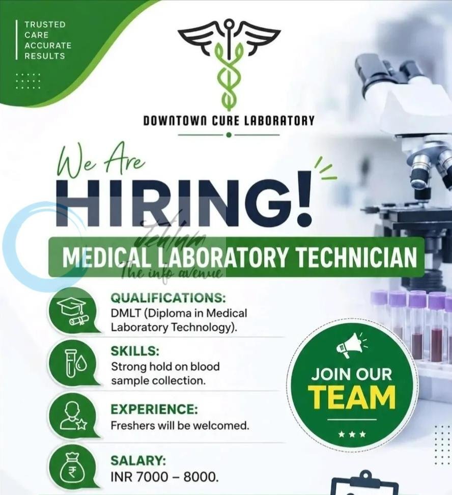 Downtown Cure Laboratory Medical Laboratory Technician MLT Srinagar Job Opportunities 2026