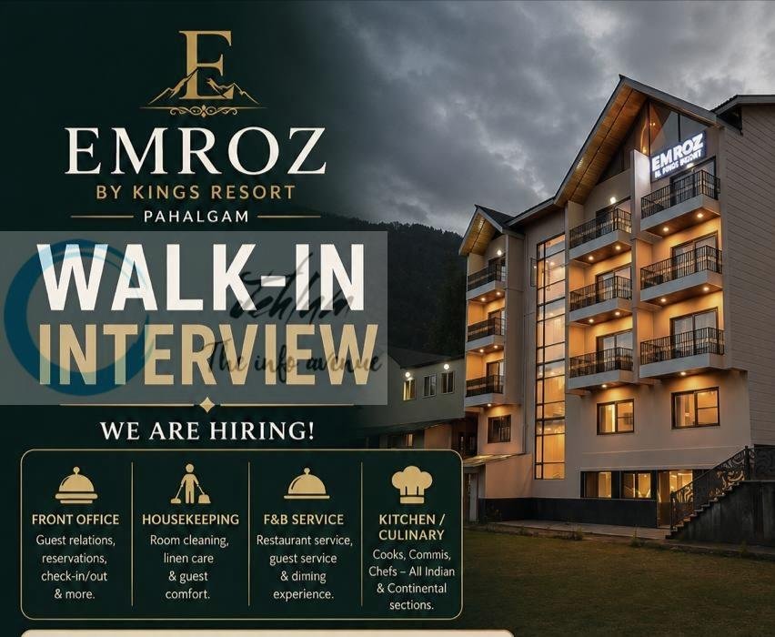 Emroz by Kings Resort Pahalgam Walk in Interview Notification 2026 1 Emroz by Kings Resort Pahalgam Walk in Interview Notification 2026