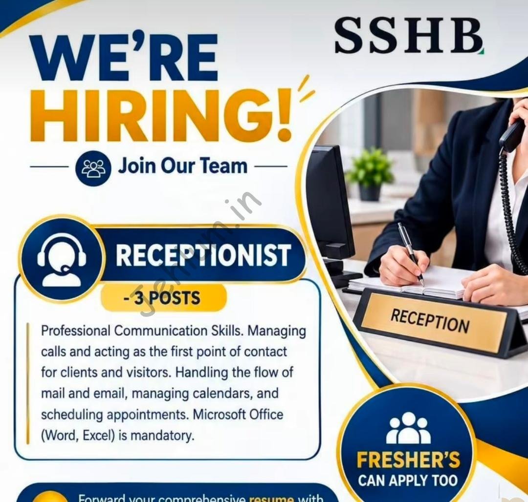 SSHB and Associates Srinagar Receptionist job opportunities 2026