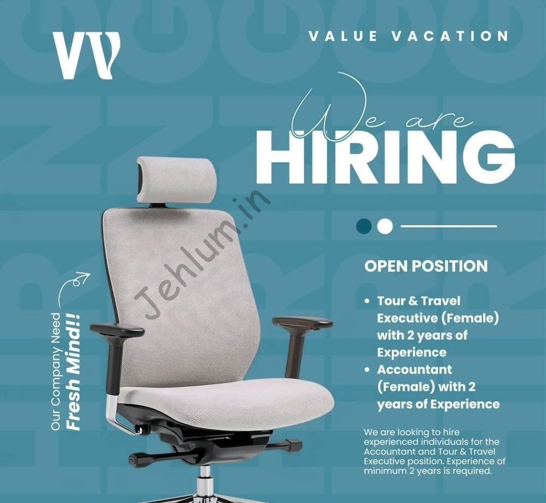 Value Vacation VV Srinagar Tour Travel Executive Accountant job opportunities 2026