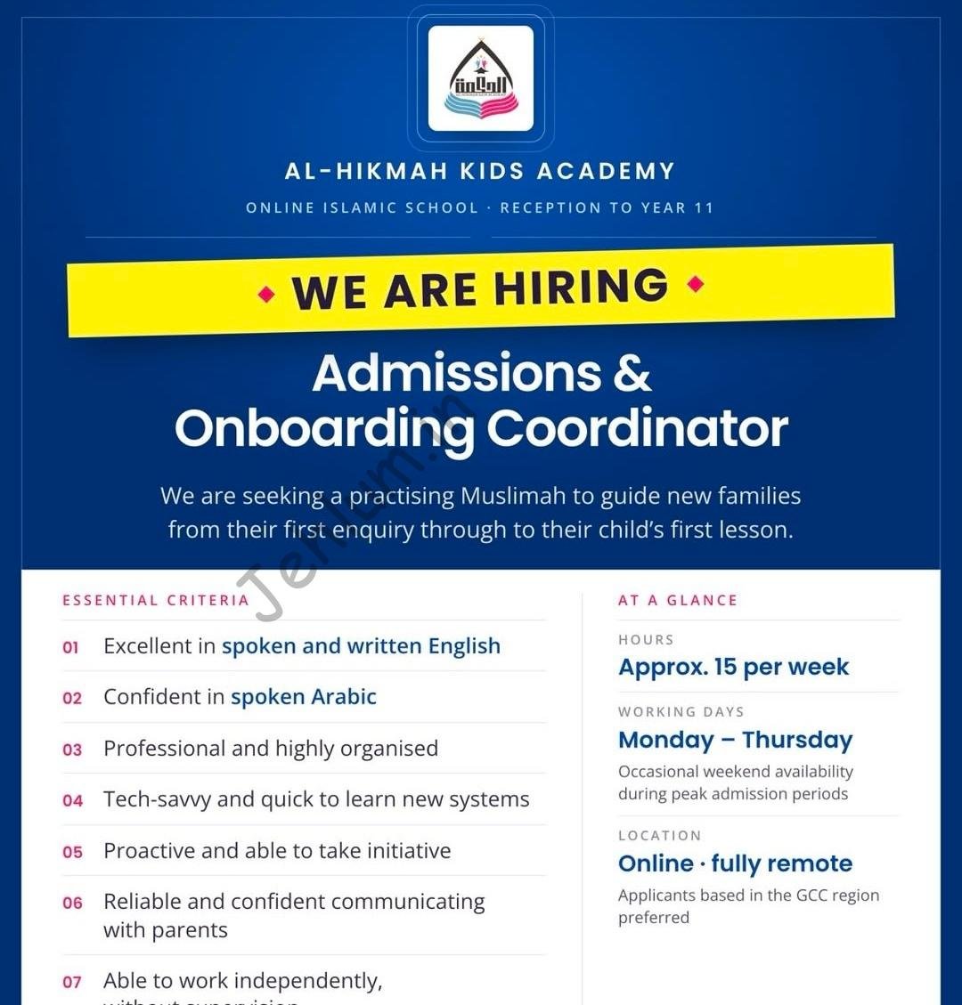 Al-Hikmah Kids Academy Admissions and Onboarding Coordinator job opportunities 2026 1 Al-Hikmah Kids Academy Admissions and Onboarding Coordinator job opportunities 2026