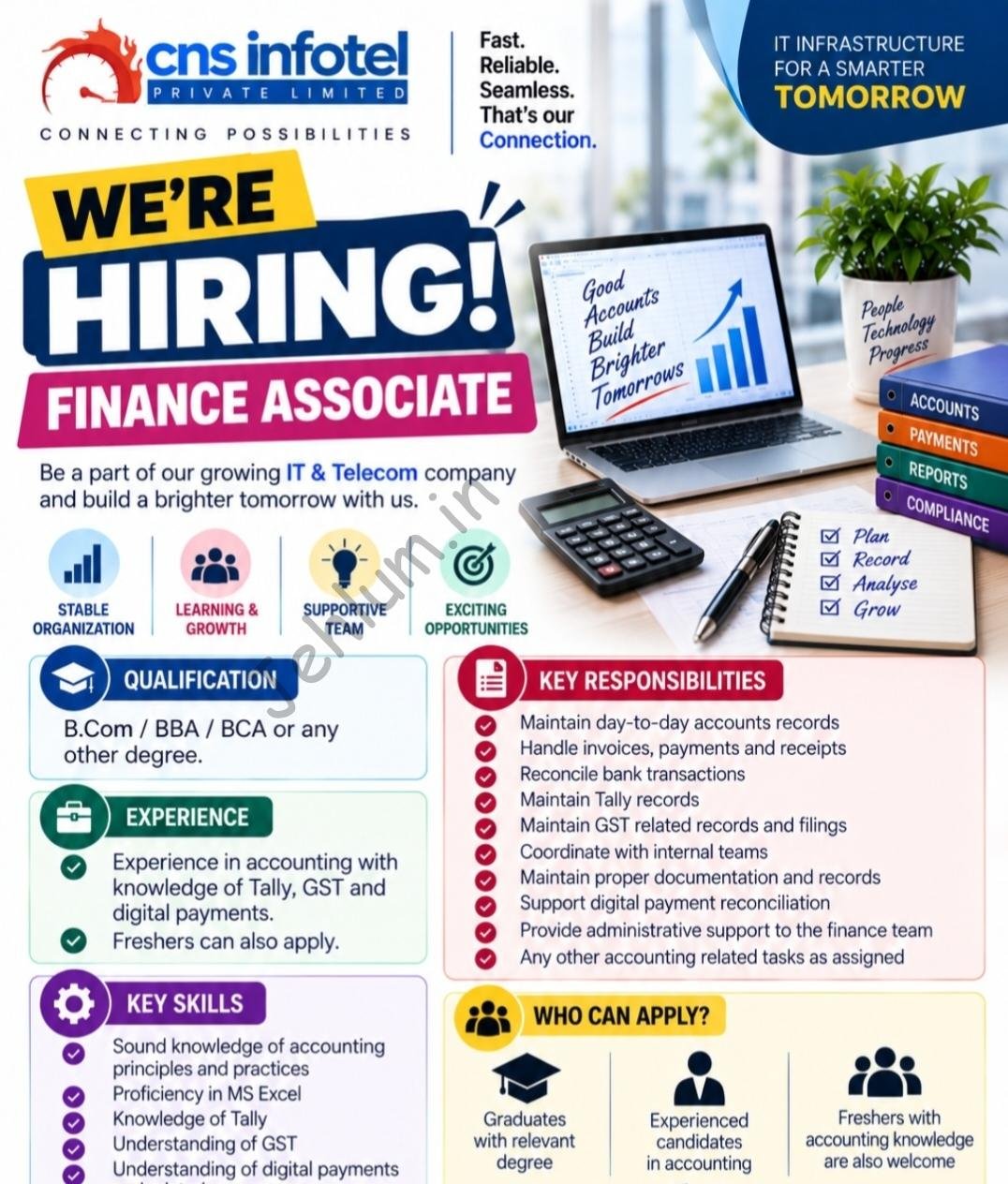 CNS Infotel Private Limited Srinagar Finance Associate Jobs Openings 2026 1 CNS Infotel Private Limited Srinagar Finance Associate Jobs Openings 2026
