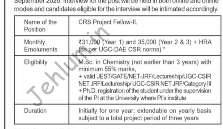 Kashmir university Chemistry Department JRF employment opportunities 2026